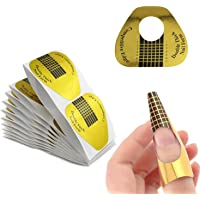 [300 Piezas]GeekerChip Moldes Uñas Acrilicas-Oro Bandeja de Papel de Manicura para la Guía de Extensión de Uñas de Gel…
